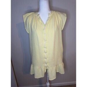 Victoria Dunn Lounge Dress Gauzy Soft Sundress Yellow Small 100% Cotton